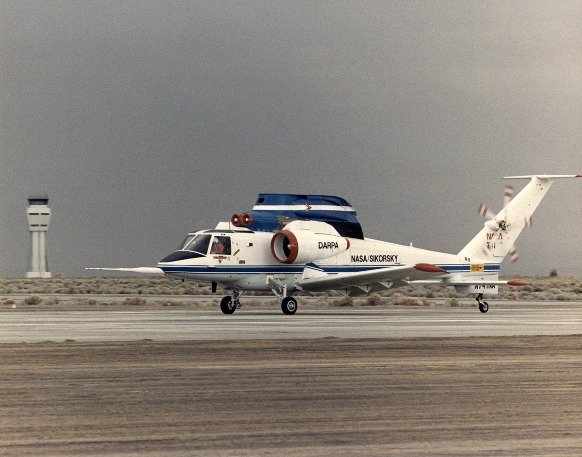 Boneyardsafari's tweet photo. Here is RSRA X-Wing NASA-741 during high speed taxi testing in 1987. #rsra #nasa #xwing #boneyardsafari #aviationsafari https://t.co/fZIhHkDr3O