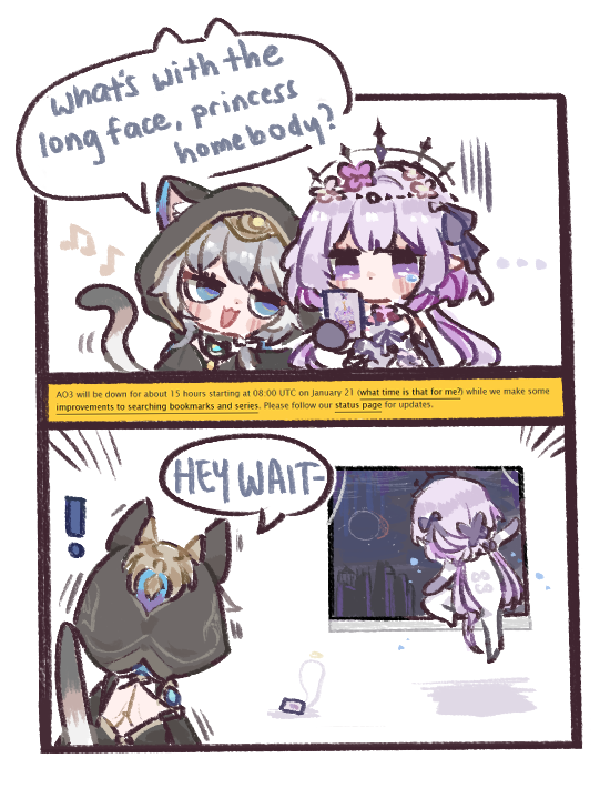 meradrop's tweet image. ao3 down tomorrow..