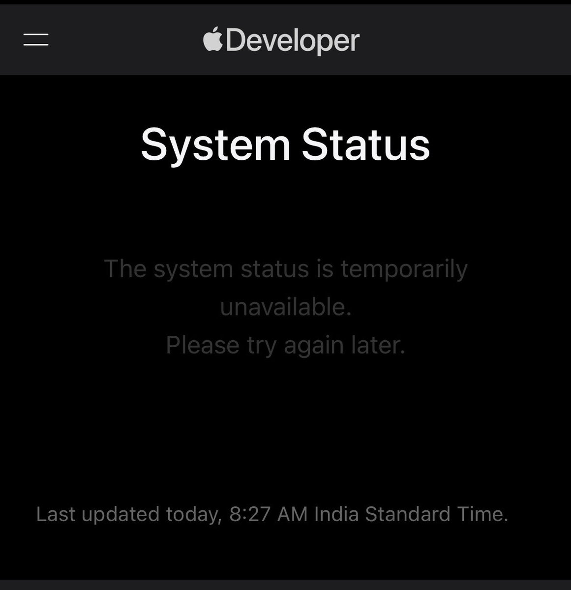 Multiple apple services are down, so much so that even page showing system status is down. #AppleDown #Outage #Apple