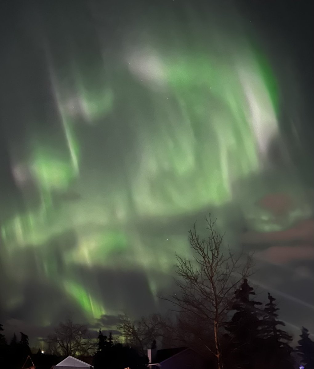 #aurora #abstorm #Calgary WHITE AND GREEN AURORA HEART i captured over the city this evening