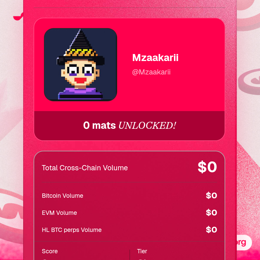 Just generated my Mezo Statement and unlocked 0 mats.

Backed by Pantera, Multicoin &amp; others with ~$80M TVL and growing fast.
Think you can beat my Observer? 😏
→ statement.mezo.org/ref/CC9E3294