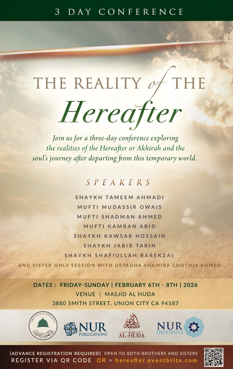 Upcoming conference will be dealing with our true home and everlasting abode.

“The one who has the Akhirah and the everlasting abode on the forefront of his mind and heart, all the hardships and worries of this world will fade away….”

— Hakim al-Ummah رح