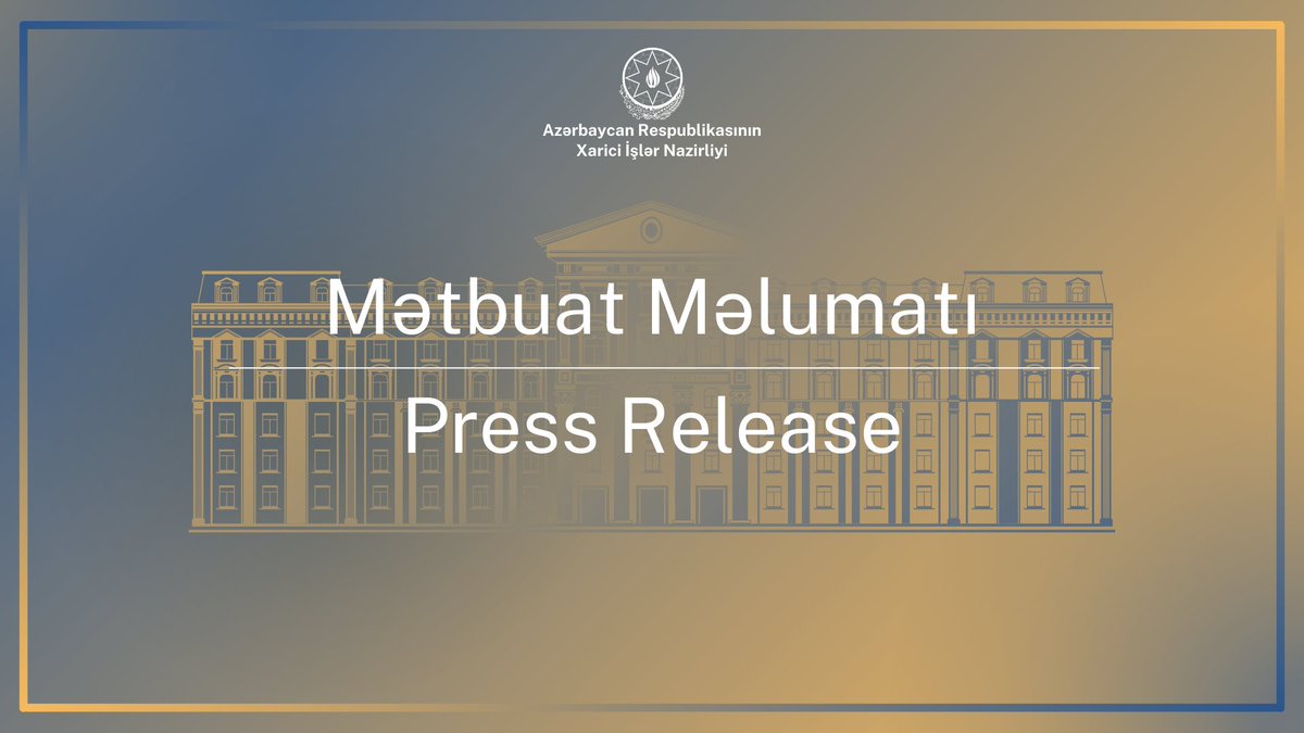 AzerbaijanMFA's tweet image. AZ

Azərbaycan Respublikasının ABŞ Prezidenti Donald Tramp tərəfindən elan edilmiş Sülh Şurasına üzv olması qərarı barədə mətbuat məlumatı

⬇️⬇️⬇️

mfa.gov.az/az/news/no01426

ENG

Press Release on the decision of the Republic of Azerbaijan to join the Board of Peace, announced by…