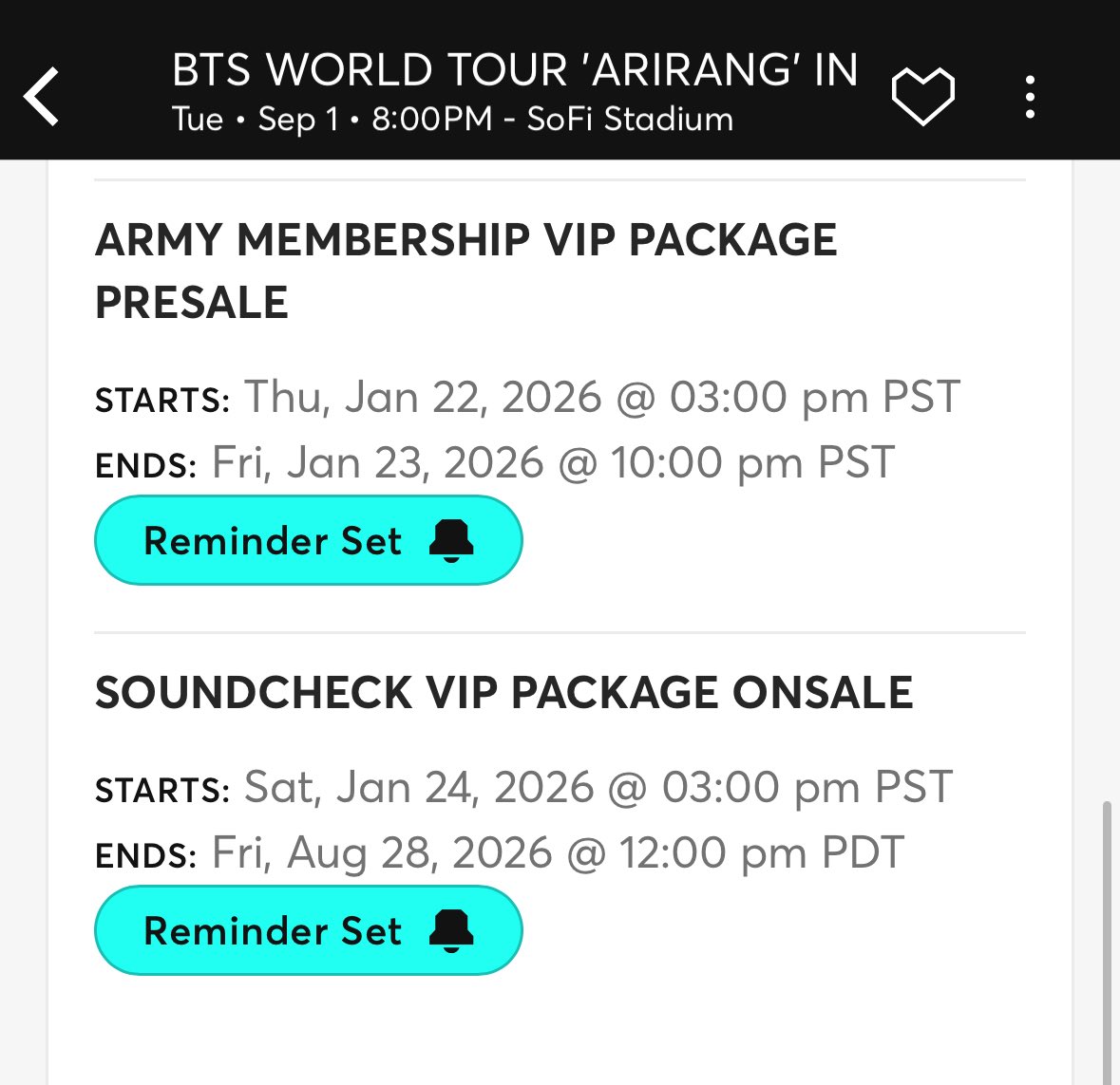 zerooclocker's tweet image. Aren’t all vip packages sound check tho… what’s the difference between these two??? Can you guys please give us more details, they literally release on Thursday. 

@Ticketmaster @TMFanSupport #BTS_ARIRANG #BTSComeback2026