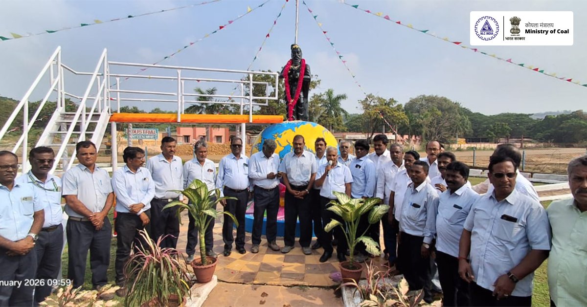 nlcindialimited's tweet photo. Mine I observed Thiruvalluvar Day 2026 with garlanding of Saint Thiruvalluvar’s statue at B Point and portrait tribute at the Administrative Office of Mine l and Mine lA
The event reflected the relevance of Thirukkural values in daily life.
#ThiruvalluvarDay #MineI #NLCIndia #TamilHeritage
@CoalMinistry @MinesMinIndia @kishanreddybjp @satishdubeyy