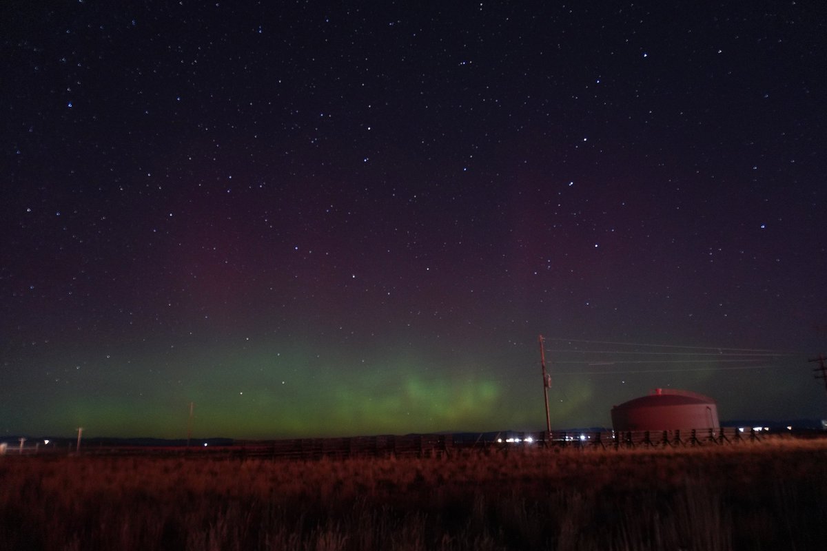 We have night two of the northern lights show going on right now. Here is a picture from our office. #northernlights #aurora #wywx