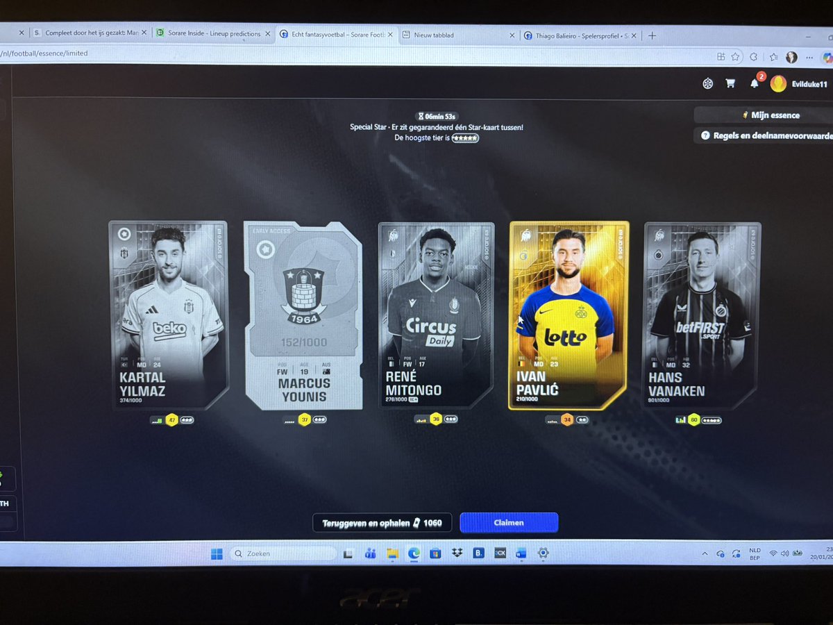 Had a 33% chance with 3 Belgian flags and Belgian nationalities and chose wrong. Like crafting tho #Sorare