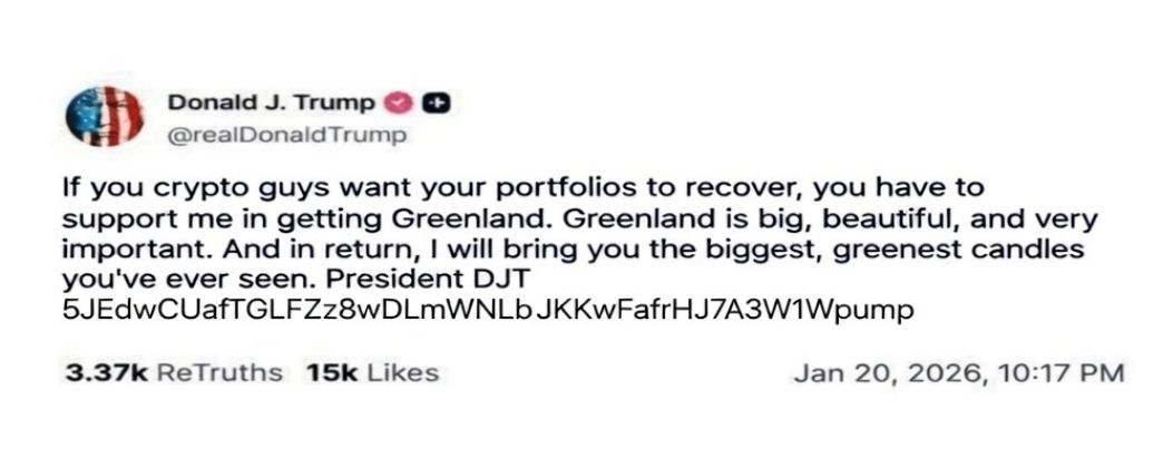 <a href="/realDonaldTrump/">Donald J. Trump</a> it's real ?
#Greenland
Ca: 5JEdwCUafTGLFZz8wDLmWNLbJKKwFafrHJ7A3W1Wpump