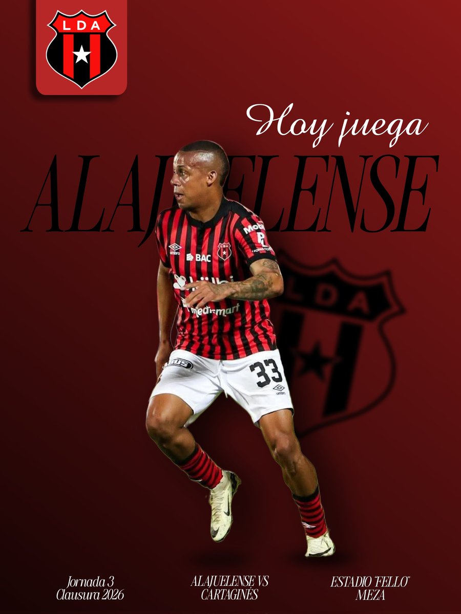 InforManuda's tweet image. ¡𝙃𝙊𝙔 𝙅𝙐𝙀𝙂𝘼 𝙇𝘼 𝙇𝙄𝙂𝘼! ❤️🖤

⚽: LD Alajuelense 🆚 CS Cartaginés
🏟️: Estadio “Fello” Meza
📺: FUTV 
⏰: 8:00 PM
