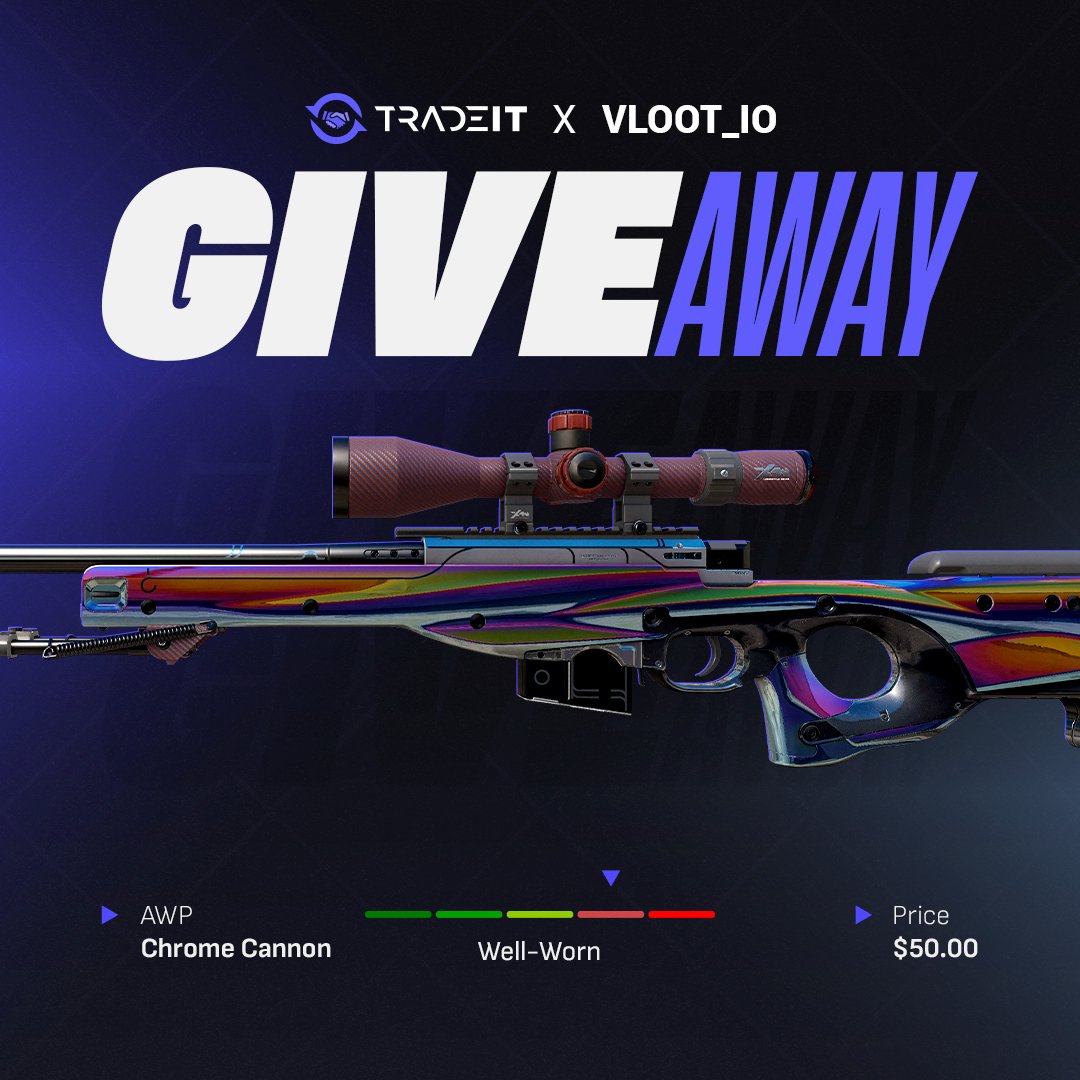 CSGO / CS2 AWP Chrome Cannon Giveaway ($50) 🎁

✅ Follow <a href="/tradeit_gg/">Tradeit</a> &amp; <a href="/vloot_io/">vLoot.io</a>
✅ Like, Retweet and Tag 1 friend

Winner drawn in 10 days, good luck 🥰