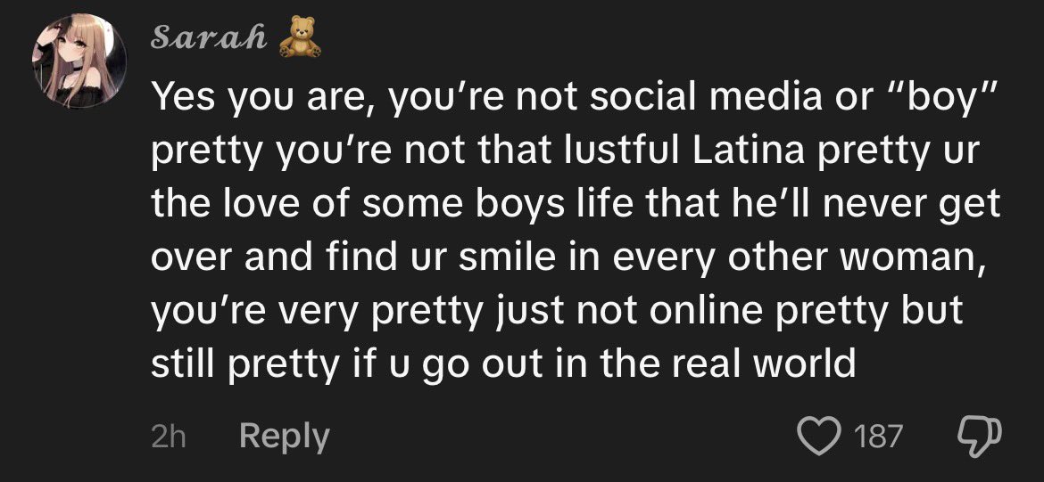 This is so flipping weird. ‘Lustful Latina pretty’ 😭😭