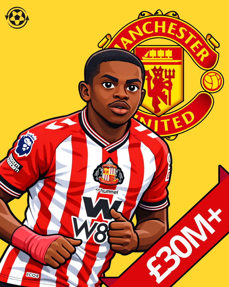 DeadlineDayLive's tweet photo. 🚨 Sunderland have no intention of selling DR Congo midfielder Noah Sadiki to Manchester United.

Sadiki’s displays over the past 6 months have seen his price tag rocket to at least double the bargain £15M the Black Cats paid for him.

Man Utd were preparing to offer Manuel Ugarte to Sunderland in a player-plus-cash package but they've said they'd reject an approach.

(Source: @SunSport)