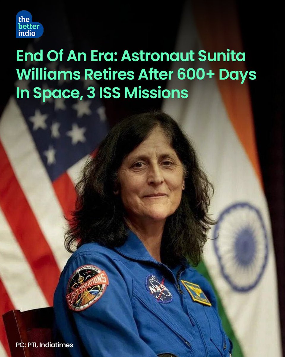 Every time Sunita Williams floated above Earth, the world paused to look up.
After nearly three decades with NASA, she is officially retiring.

At 60, she closes a 27-year journey that included three missions to the International Space Station and 608 days in space, the