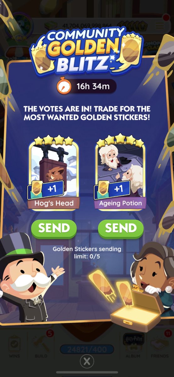 beomintcart's tweet photo. golden blitz stickers up for grabs!! 

hog's head
ageing potion

dm for price!

tags: honeyduke's mono mogo monopoly go card sticker stix gold set album dice complete looking have want iso lf trade sell #MonopolyGoTrade #monopolygo https://t.co/I316Qvo5ia