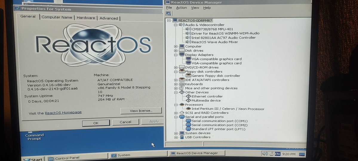 reactos's tweet image. #ReactOS installs and runs on HP Pavilion 6830!
Rufus was used to have ReactOS loaded on a SATA drive.
Audio drivers were installed, too!
Test by @Sp1Winxp.