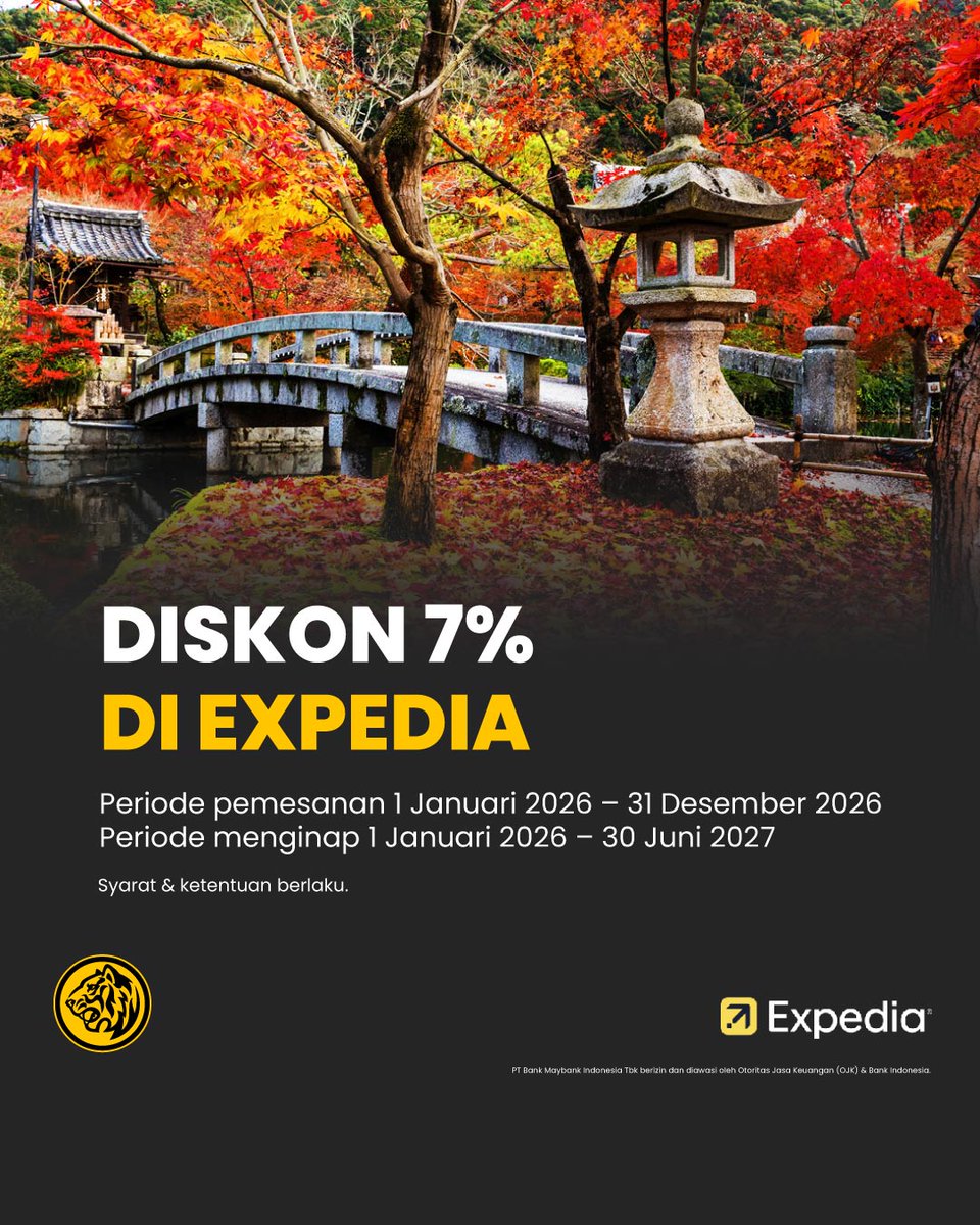 Sedang cari tempat yang pas untuk staycation bersama keluarga?

Pesan hotel di Expedia dan gunakan Maybank Kartu Kredit untuk nikmati diskon 7%. Staycation jadi lebih hemat, momen bersama jadi lebih berkesan!

Periode pemesanan 1 Januari 2026 – 31 Desember 2026

Periode menginap