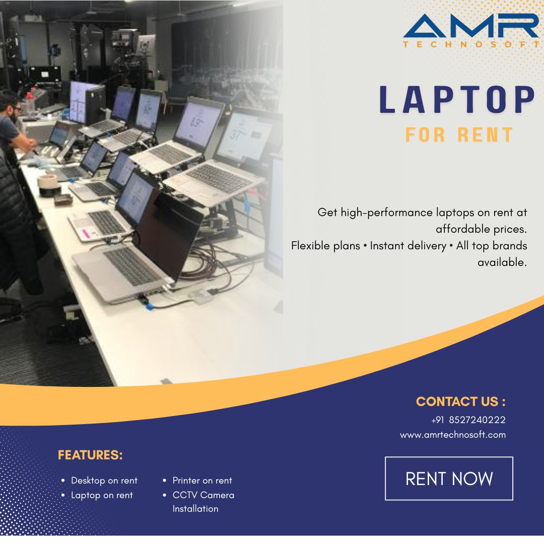 amrtechnosofts's tweet image. Rent high-performance laptops at affordable prices.
 Flexible plans • Instant delivery • All top brands available.
🔗amrtechnosoft.com
☎️085272 40222
#laptoponrent #desktoponrent #computeronrent #printeronrent #