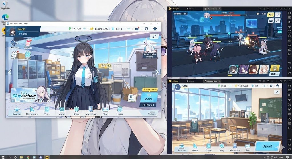 先生たち、ブルアカ公式PC版への移行準備は万端ですか？💻✨
高画質でヌルヌル動く公式版、最高ですよね！（素直に羨ましい…！）
ただ、こんなときに思い出してもらえたら嬉しいです。

✅ 複数アカウントの同時起動（多窓）
✅ 高速リセマラ
