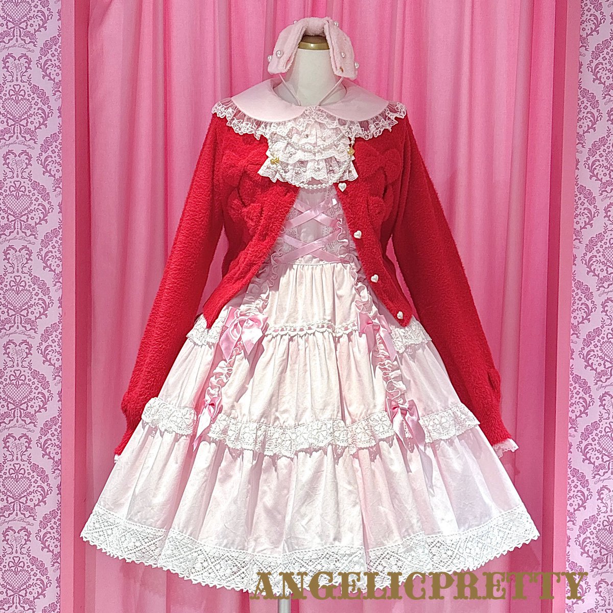 と*い様 肩リボンジャンパースカート ピンク USED】肩リボンジャンパースカート（ギンガム） | Angelic Pretty