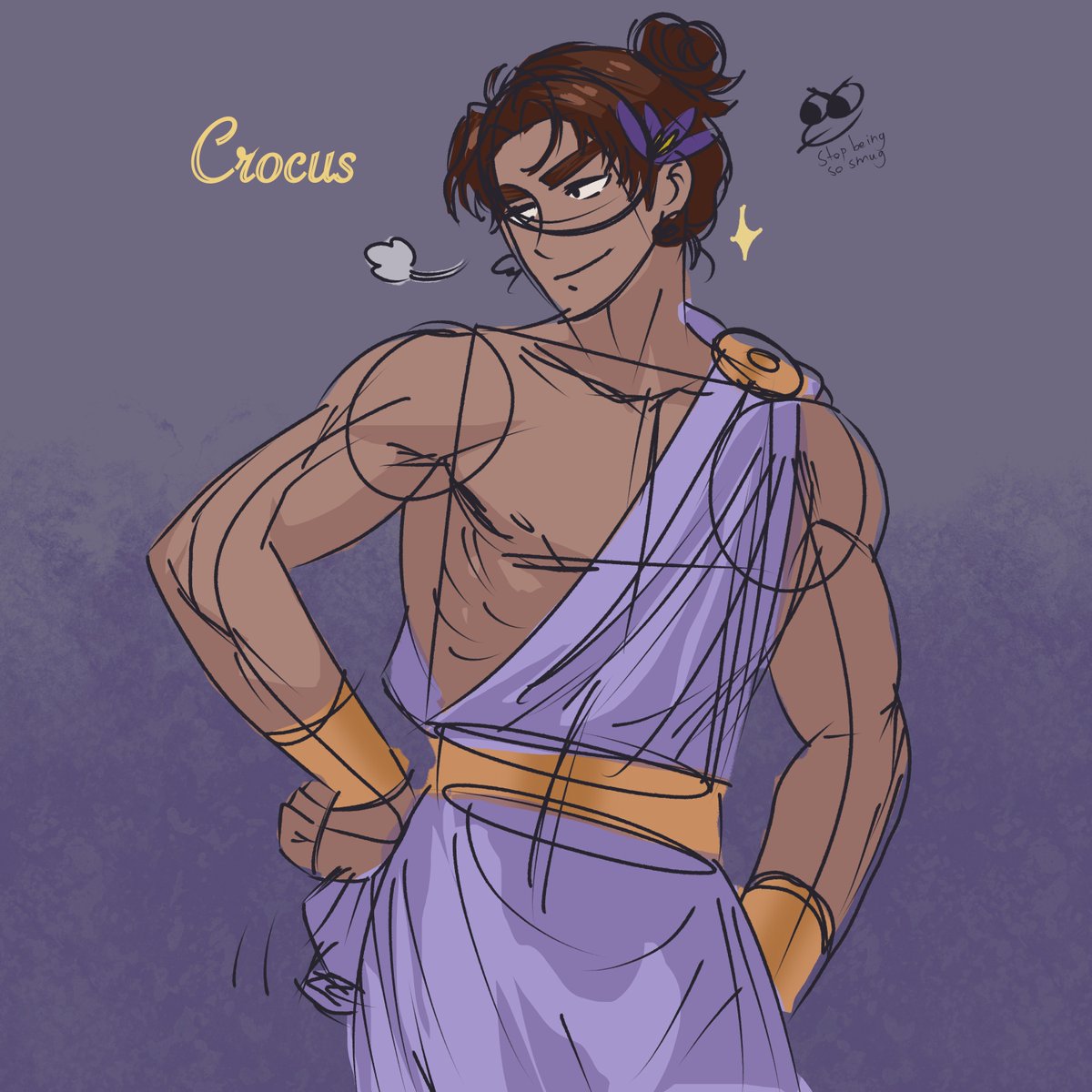 SarahphinaSP's tweet image. gaslight gatekeep girlboss (he gets hit with a discus 5 seconds later) #crocus #sketch #greekmythology #art #fanart