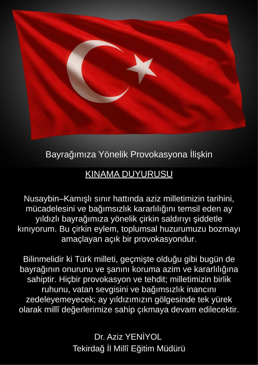 Dalgalan sen de şafaklar gibi ey şanlı hilâl;
Olsun artık dökülen kanlarımın hepsi helâl.
Ebediyen sana yok, ırkıma yok izmihlâl:
Hakkıdır, hür yaşamış bayrağımın hürriyet;
Hakkıdır, Hakk’a tapan milletimin istiklâl!

#BayrakNamustur 
#TürkBayrağı 

<a href="/tcmeb/">Millî Eğitim Bakanlığı</a> <a href="/Yusuf__Tekin/">Yusuf Tekin</a>