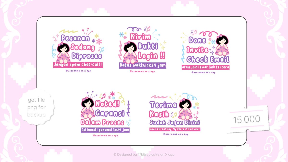 bitsyplushie's tweet image. help repost, thank you ૮ ․ ․ ྀིა

sticker pack wa for ba [ 15.000 ]
"Dollie-Plush" — ⓘ check alt for detail

&amp;lt; #zonauang &amp;gt;