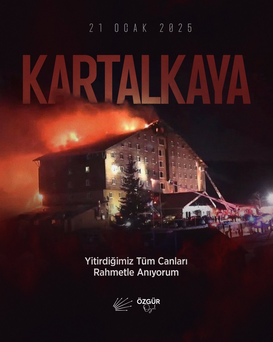 Bolu Kartalkaya’da denetimsizlik ve ihmaller nedeniyle yitirdiğimiz 36’sı çocuk 78 canımızı rahmetle anıyorum.

Hatırlamak, yüzleşmek ve bir daha yaşanmaması için sorumluluk almak zorundayız.

Bir kişiyi daha ihmaller yüzünden kaybetmeyelim diye unutmayacağız, unutturmayacağız.