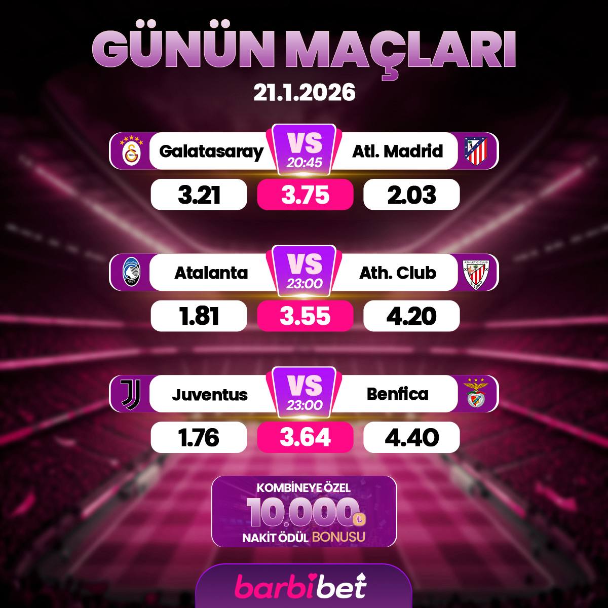 barbibetresmi's tweet photo. 🔥 GÜNÜN MAÇLARI 🔥

🏆 %20 ÇEVRİMSİZ YATIRIM BONUSU
⚽️ %15 KAYIP BONUSU

⚡️ En Yüksek Oranlar,
🔥 Kazanç Dolu Bonuslar,
💵 Hızlı Çekim İşlemleri,

➡️ Kombineye özel 10.000₺ nakit ödül bonusunu kaçırma!

🩷 Barbibet Giriş 👉 https://t.co/nTaFJeInhN https://t.co/4ktxVcEv7N