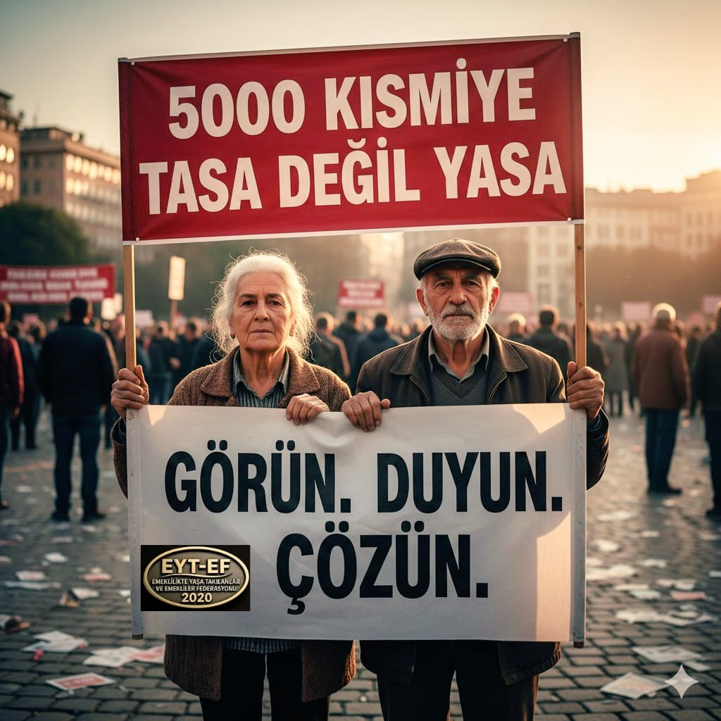 EYT
👇
#5000KısmiyeTasaDeğilYasa

5000 Prim ve Kısmi Emeklilik mağduriyeti,
İktidarın bilinçli tercihiyle kronik bir adaletsizliğe dönüşmüştür.

Bu mesele bir tasa değil,
bir yasama sorumluluğudur.

5000 Kısmi'ye ADALET istiyoruz!

#EmeklilereEşitSeyyanen
<a href="/RTErdogan/">Recep Tayyip Erdoğan</a>
<a href="/isikhanvedat/">Prof. Dr. Vedat Işıkhan</a>