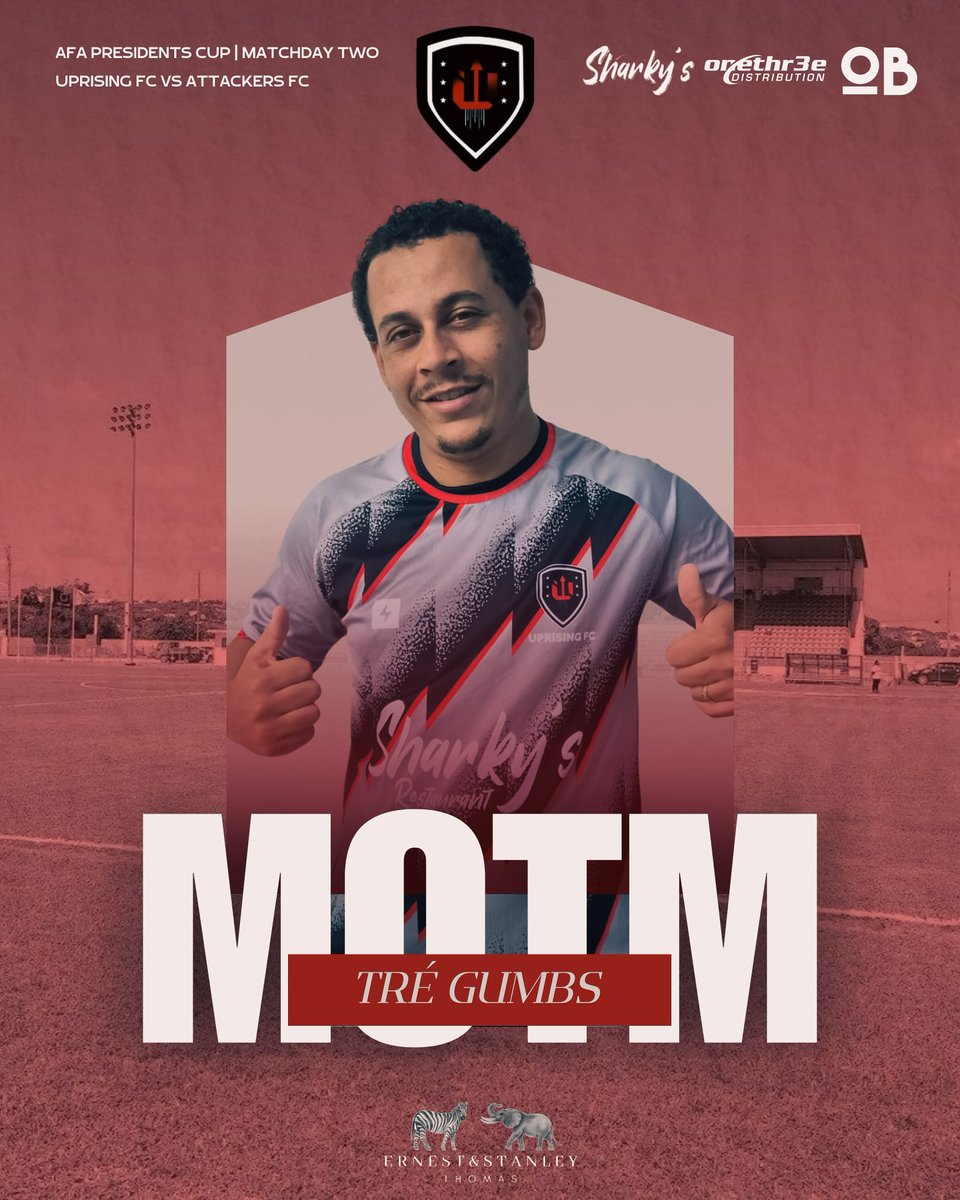 UprisingFC's tweet image. The Uprising FC Man of the Match following our recent game v Attackers has been awarded to Tre Gumbs. El Presidente was deployed as an emergency CB for much of the game &amp;amp; put in a superb performance. 
From this day forward he will be known as Tre Vintage 1942 Pirlo Puyol Gumbs!
