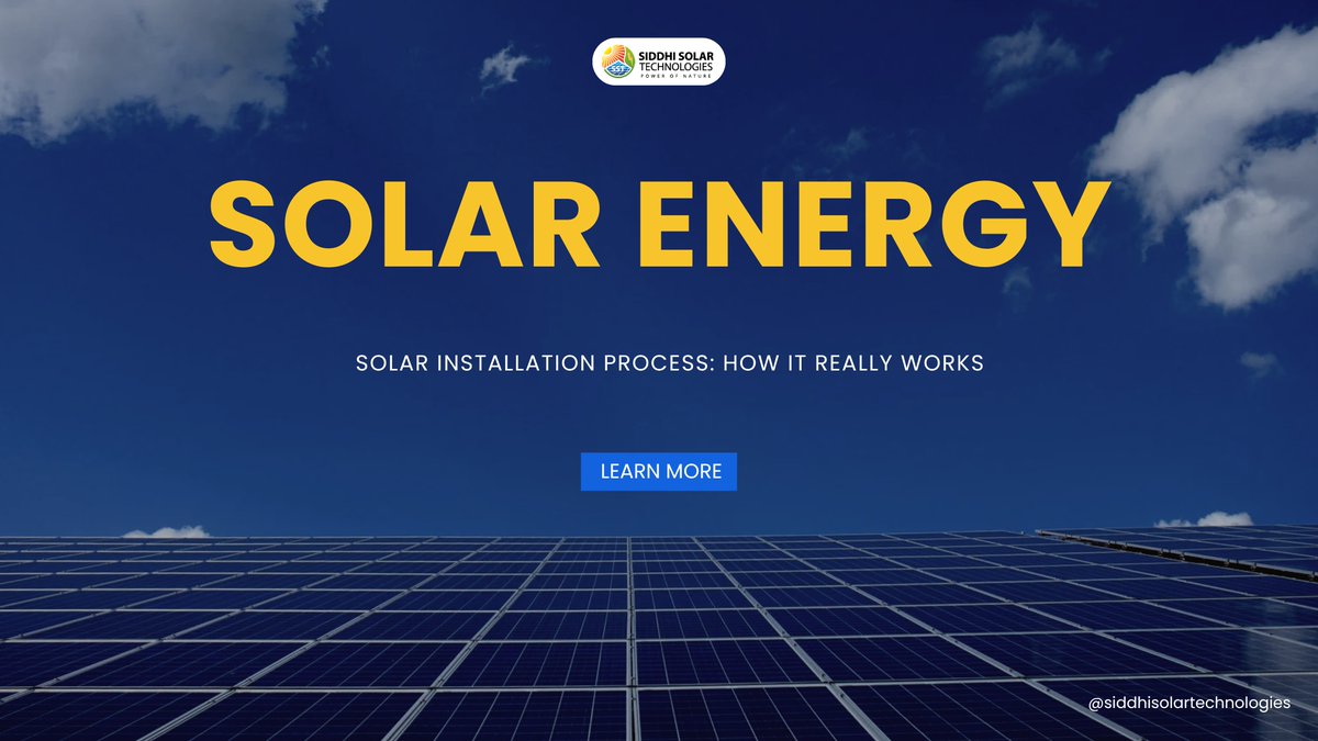 SiddhiSolar's tweet photo. Switching to solar doesn’t have to feel confusing. From the first site inspection to system testing and power generation, every step matters. 

Read the full blog: https://t.co/HoYL3JKHbb

#SolarInstallation #GoSolar #SolarEnergyIndia
#CleanEnergy #RenewableEnergy #SolarPower https://t.co/Se1Z4aCxdX