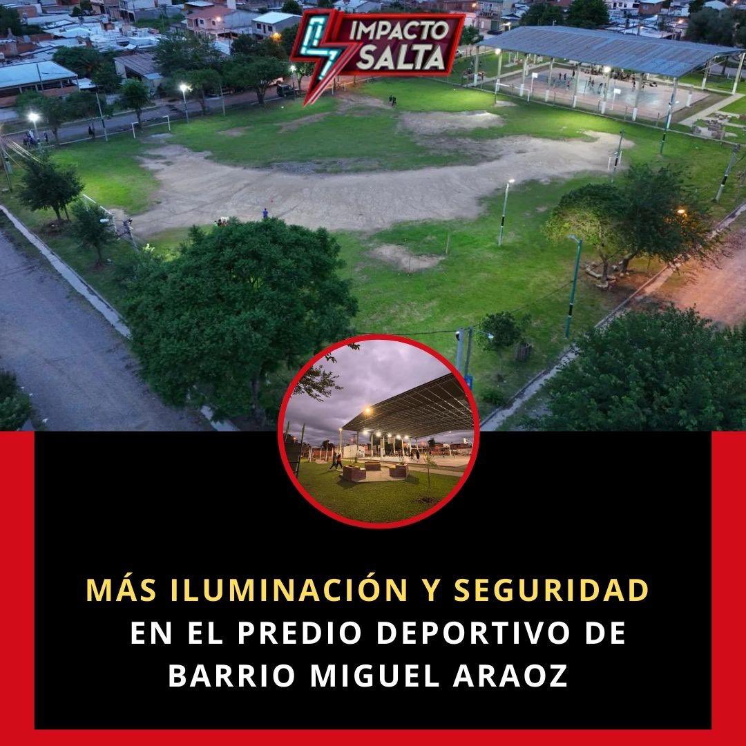 impactosalta's tweet photo. La Municipalidad colocó 21 nuevos reflectores LED en el predio ubicado en la zona sur de la ciudad.

El lugar cuenta con un galpón con canchas de vóley y básquet, y con un amplio espacio verde donde funciona una cancha de fútbol. https://t.co/SQSqn13Vxw