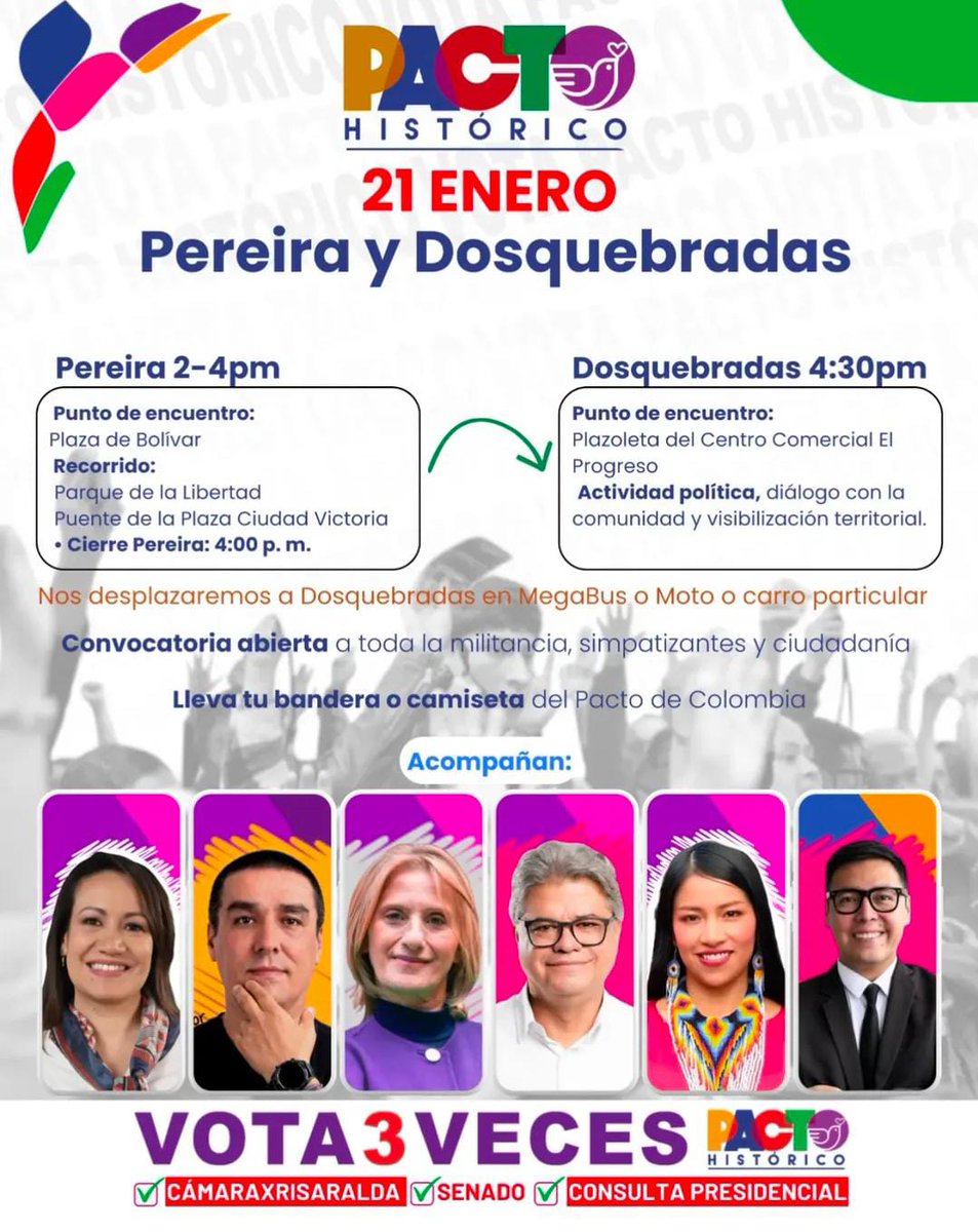 sandra_chindoy's tweet image. 🔴Atención: HOY EL PACTO HISTÓRICO SE TOMA PEREIRA. Acompáñanos en las calles a defender las REFORMAS SOCIALES impulsadas por @petrogustavo 🥰🐝✊🏽👇