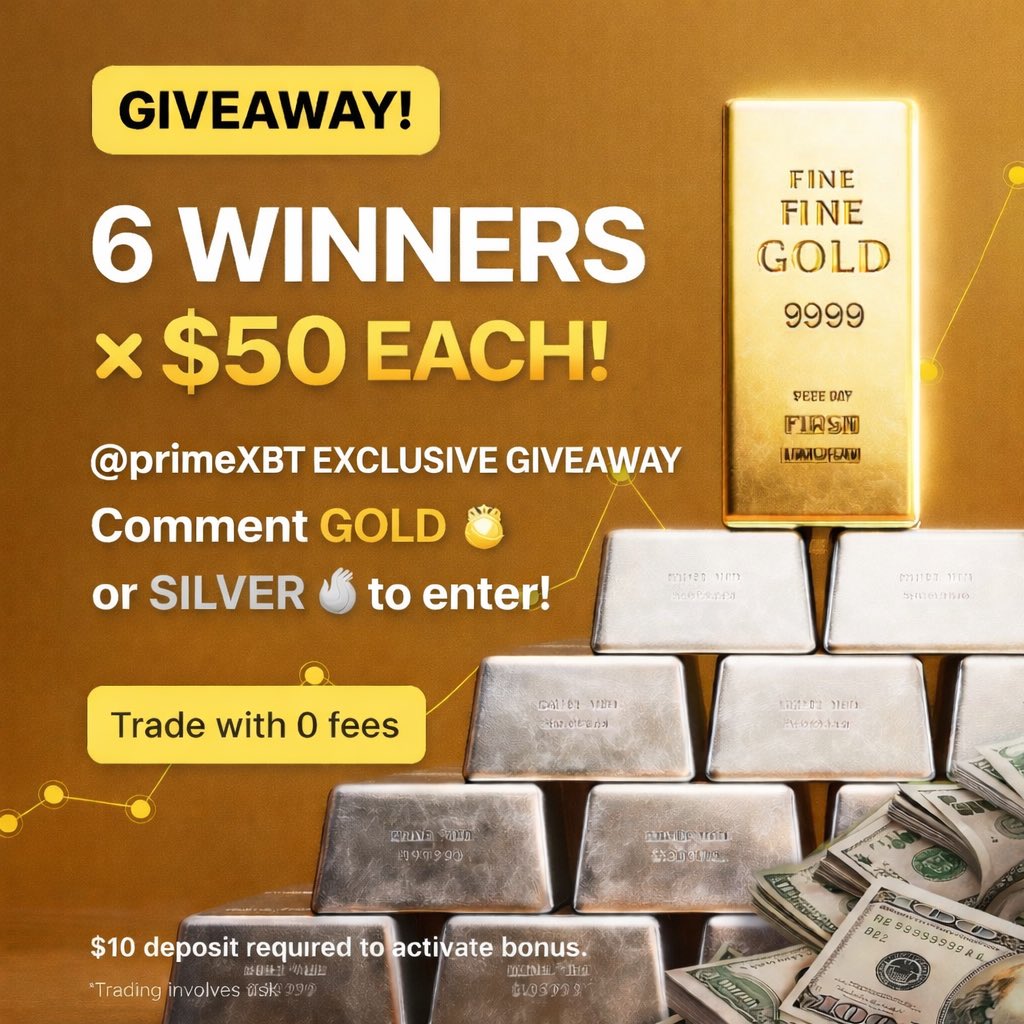 🎉 GIVEAWAY ALERT

We’re giving out 6× $50
That’s $300 up for grabs!

How to enter 👇
✅ Follow <a href="/PrimeXBT/">PrimeXBT</a> <a href="/Marwan_fx01/">Marwan_fx 🛜</a> 
✅ register u.primexbt.com/MarwanFX
✅ Tag 2 friends who trade

Trade commodities with 0 fees and don’t miss the next move 🚀
Winners announced soon