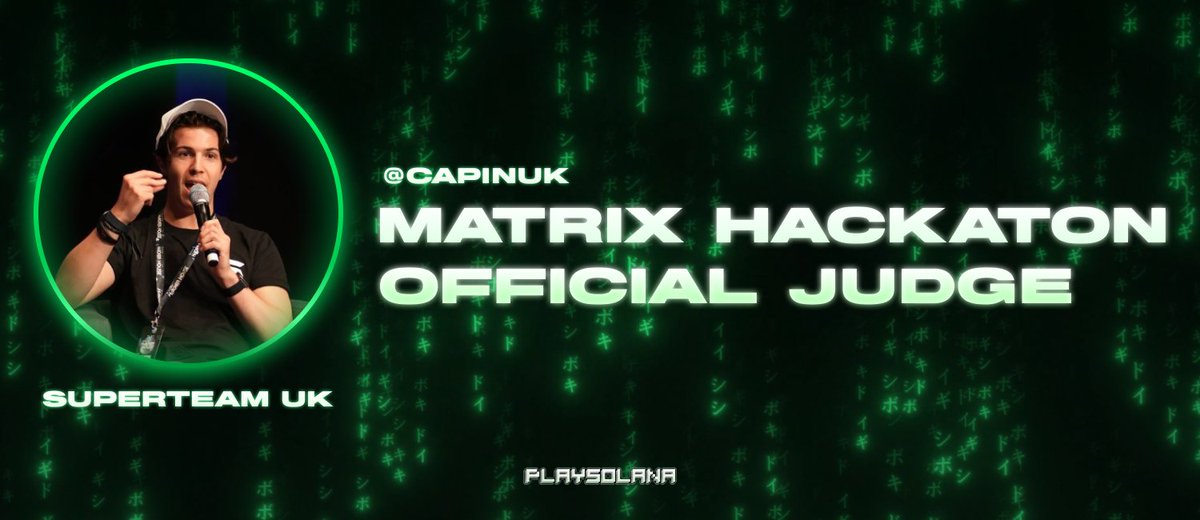 playsolana's tweet image. Introducing another Matrix Hackathon Judge:

@CapinUK 

The leader of the Solana brits and the man behind the infamous 2026 BP location is excited to see more games and more action around the the chain he calls home, Solana. It's coming home, literally!