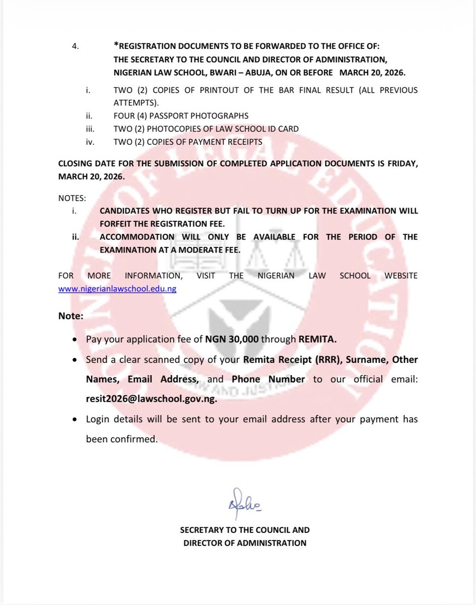 COUNCIL OF LEGAL EDUCATION, NIGERIAN LAW SCHOOL. tweet media