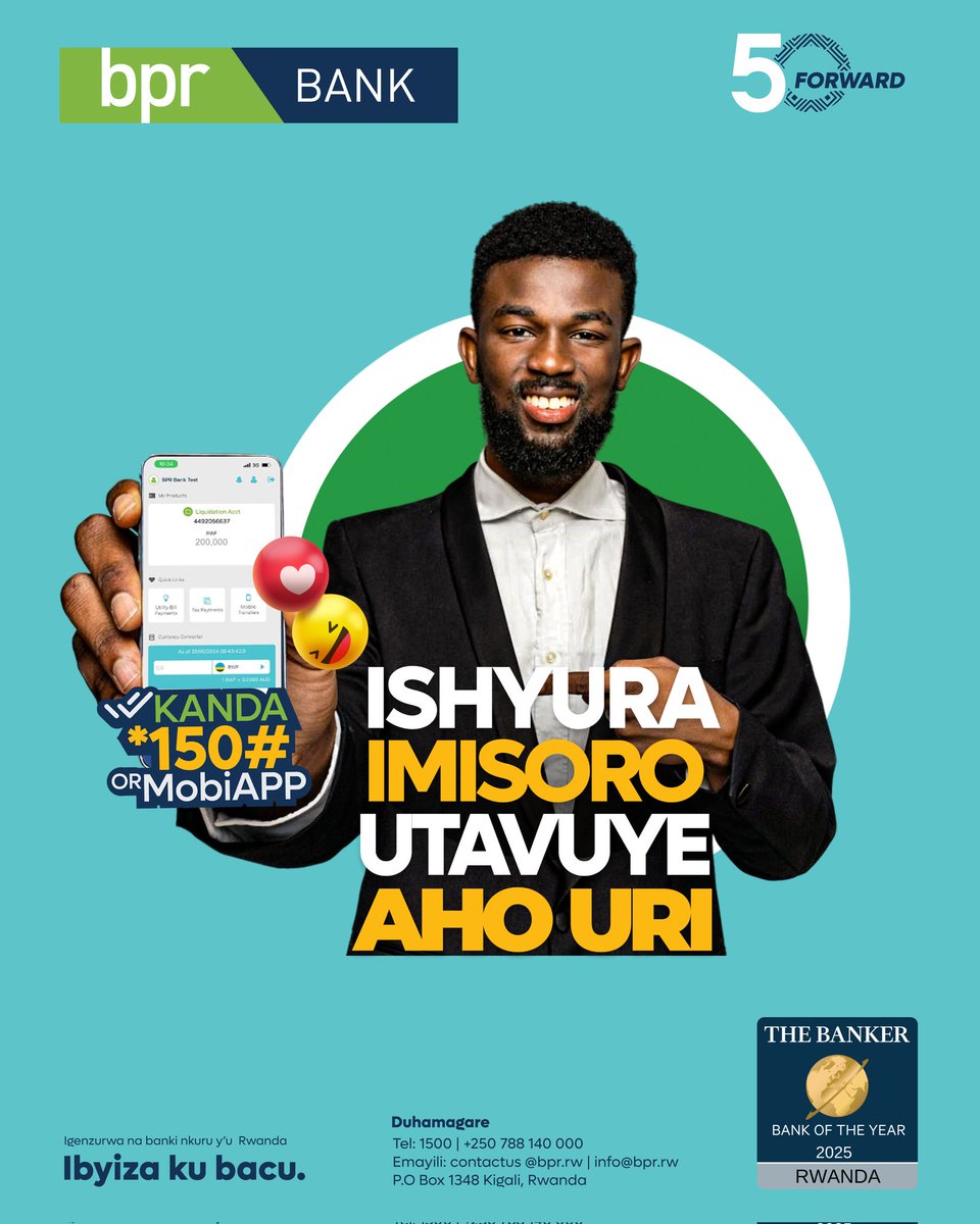 BPRbankrw's tweet photo. Ese uziko wakwishyura imisoro byoroshye kandi utavuye aho uri?
Kanda *150# cyangwa ukoreshe #BPRMobiApp.
#IbyizaKuBacu
50Turakomeje https://t.co/Plf6a0M5cB