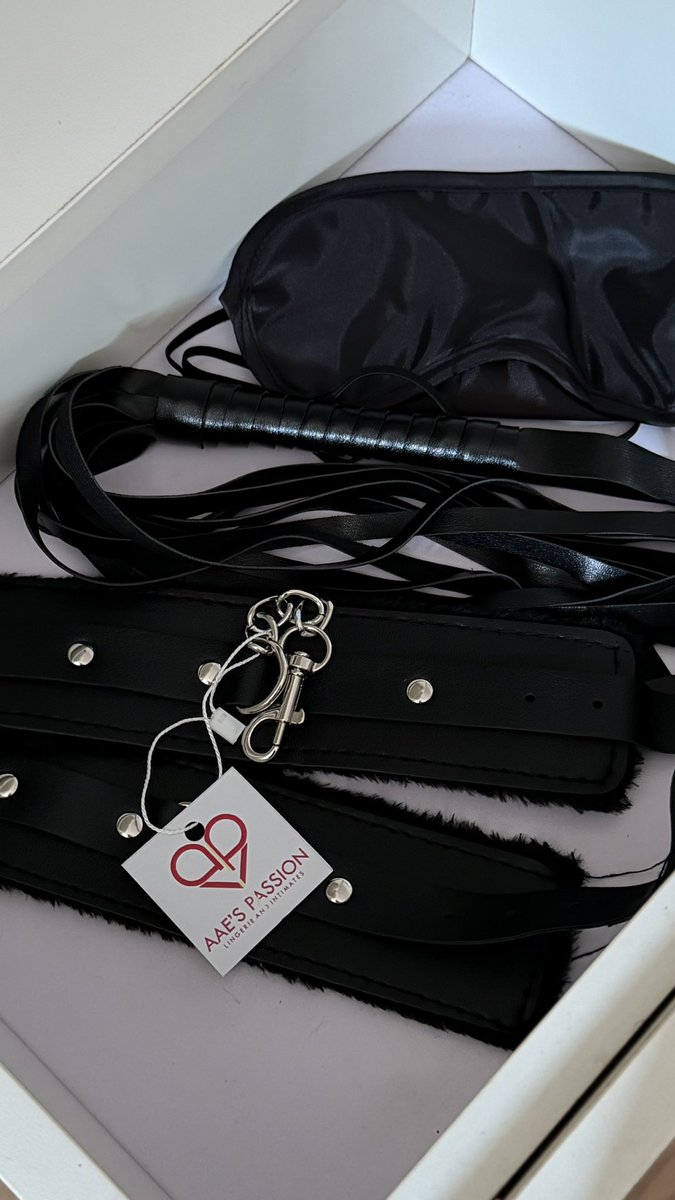 Three ways to surrender. One way to explore. Blindfold. Cushioned cuffs. Whip. Limited pieces available for those who like their pleasure intentional. ₦30,000 | Lagos &amp; Abuja | Immediate delivery.