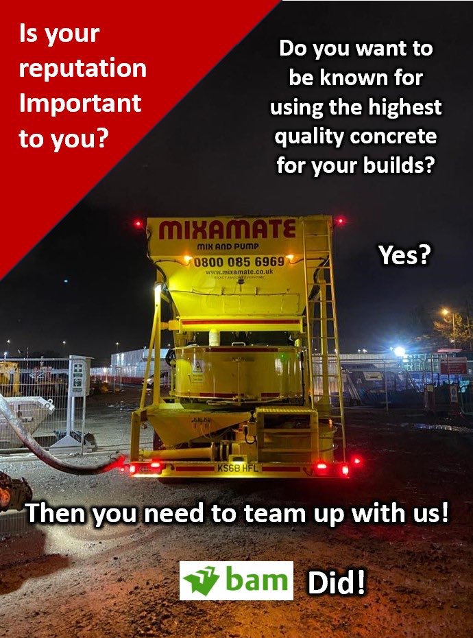 Mixamat_e's tweet photo. Why not give us a try?
Our all in one mix and pump trucks won’t let you down!
 
Call for free quotation –
0800 051 1934
 
https://t.co/ZFafoMAH6D
 
#mixamate #bam #concrete #concretepumping #buildingmaterials
 
@everyone https://t.co/5Tw96405Gz