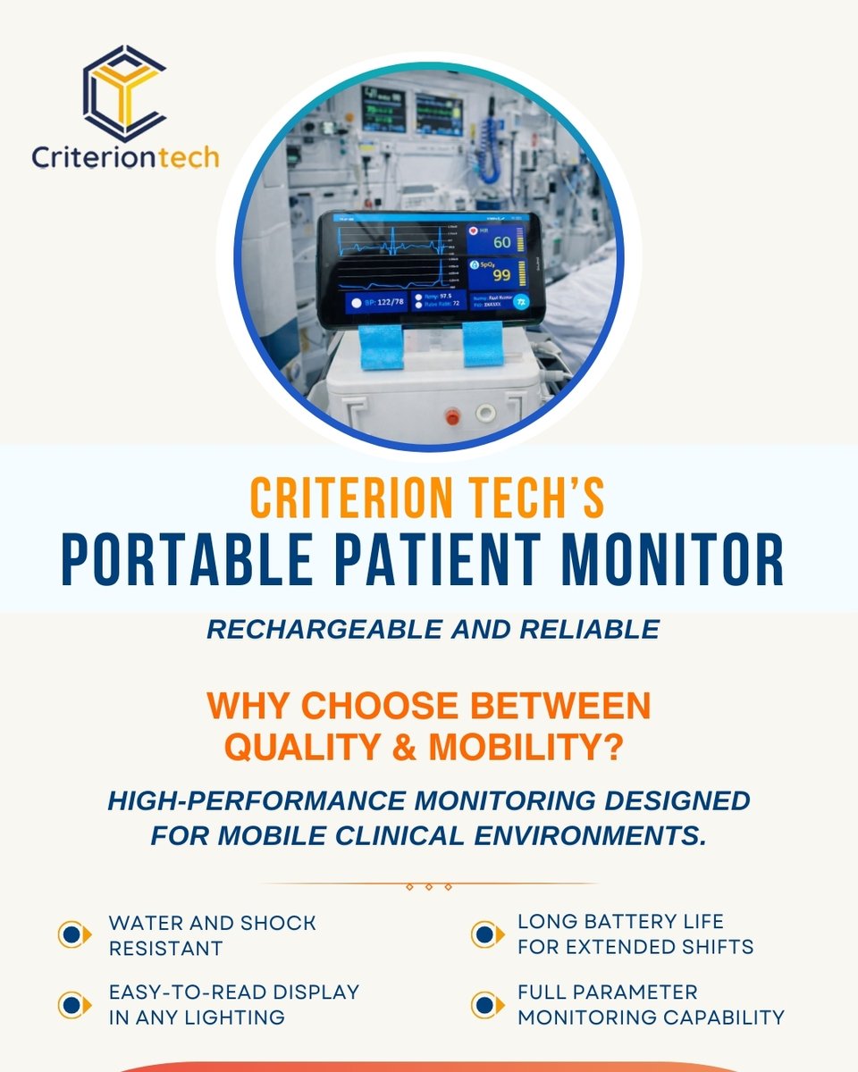 criterion_tech's tweet photo. Monitor anywhere. Care everywhere.
.
#HealthcareOnWheels #MobileMonitoring #MedicalDevices #Criteria4Technology #CriterionTech https://t.co/Nx1V7mJl46