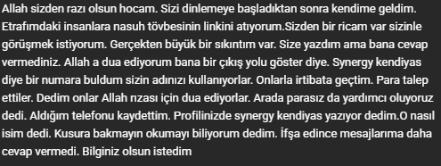 SynergyKendiyas's tweet photo. 🚨HATIRLATMA VE UYARI:
MADDİ MANEVİ ÇIKAR TALEP EDEN HİÇ BİR İLETİŞİM KANALIMIZ YOKTUR: 
İSMİMİZİ KULLANANLARA İTİBAR ETMEYİNİZ

Burada paylaştığımız sosyal medya hesaplarımız dışında hiç bir irtibat kanalımız, telefon numaramız yoktur.

Adımızı kullanarak sizden maddi manevi çıkar talep eden kişilere itibar etmeyiniz.