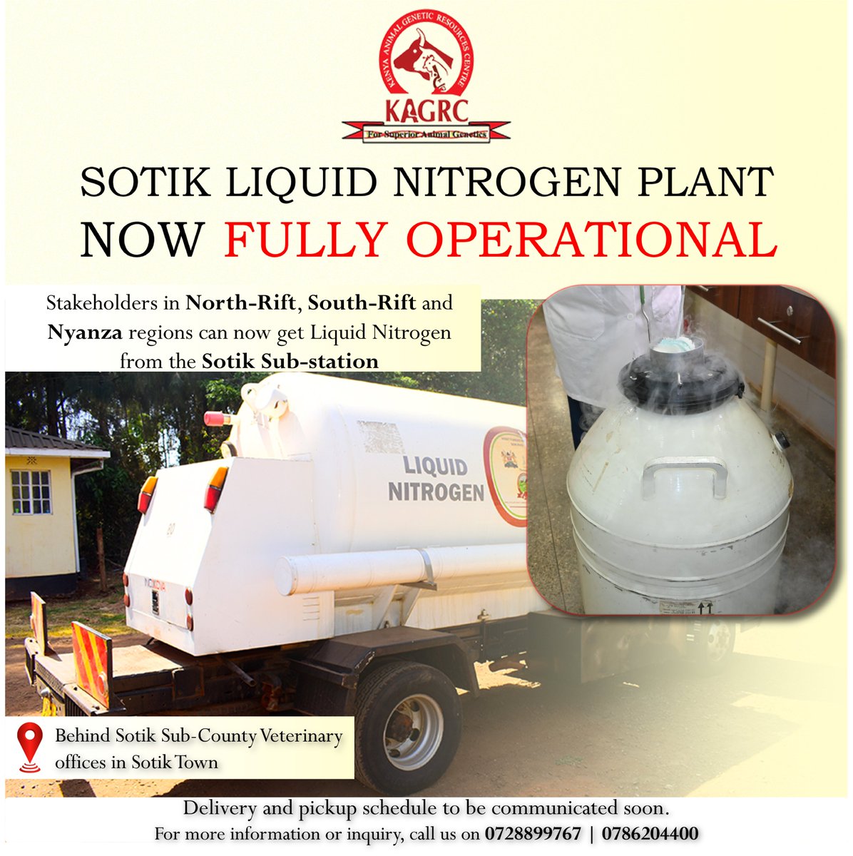 KAGRC_KE's tweet photo. The Sotik Liquid Nitrogen Plant is now fully operational and ready to serve. #LivestockGenetics #MkulimaKwanza #liquidnitrogen #sotik #GeneticImprovement #kagrc https://t.co/npfVPVrreG