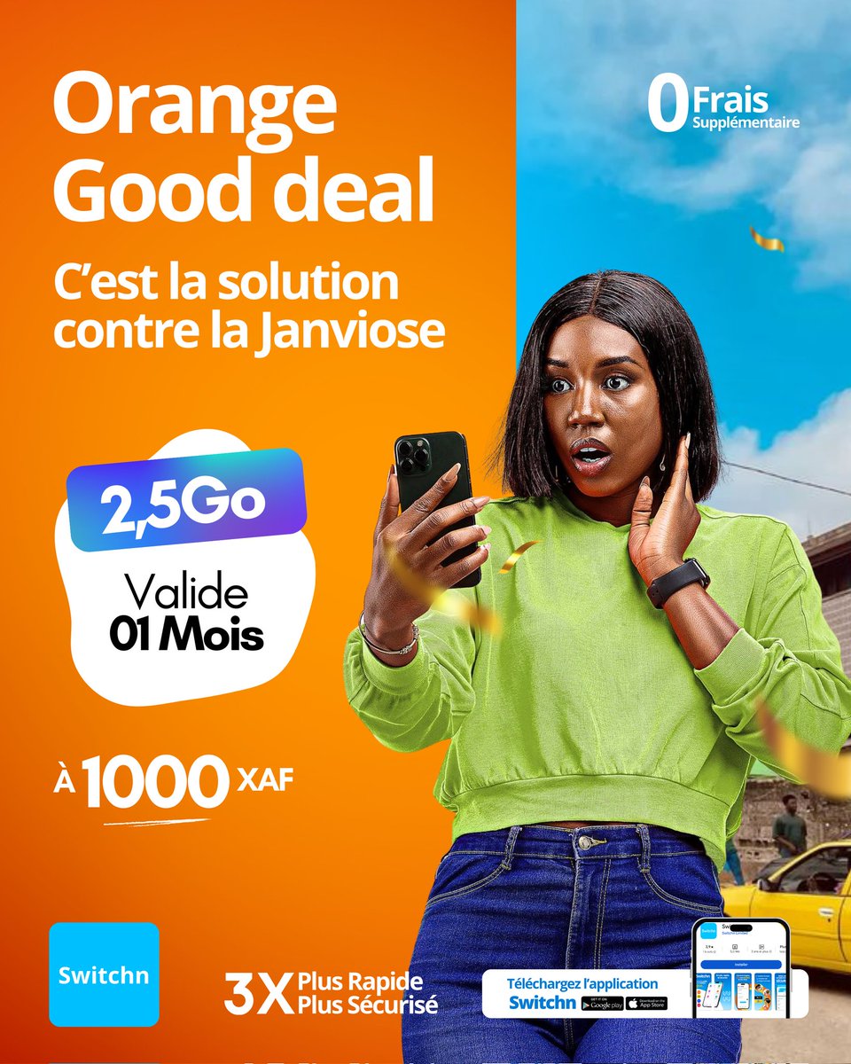 SwitchnLtd's tweet image. 🤭🤪Est-ce que tu ne trouve pas alors ton bonheur avec le forfait Orange Gooddeal?
Avec 1000F seulement obtient 2,5Go valide 01 mois.
#switchn #Gooddeals