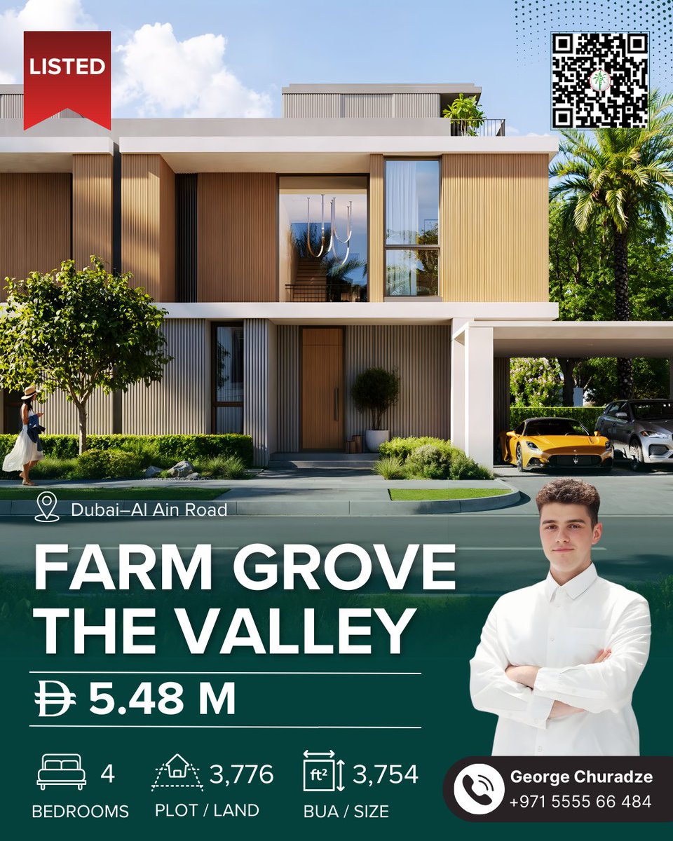 TamaniProp's tweet photo. ✨ Just Listed: Farm Grove, The Valley 

Elegance meets tranquility in this premium villa.

💰 AED 5.48M 
🛏️ 4 Bedrooms 
📐 3,754 sq.ft.

📍 Close to Blossom Nursery, Café, and a short drive to DXB Airport.

For inquiries: +971 5555 66 484

#TamaniProperties #FarmGrove #Emaar https://t.co/ap989RN5NQ