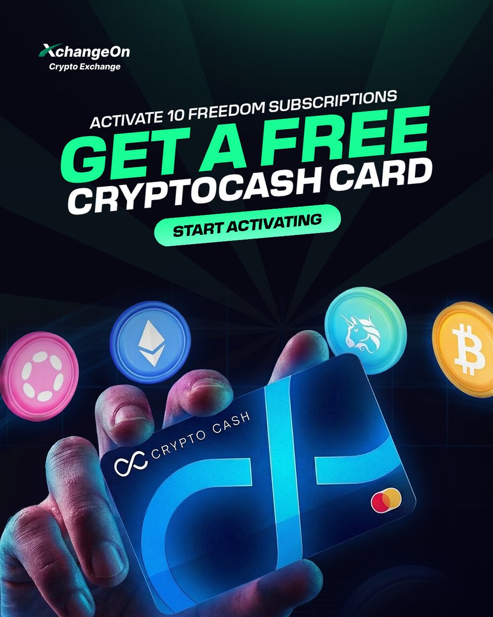XchangeOnPromo's tweet photo. Exclusive Promo!!!
Activate 10 Freedom Subscriptions
🎁 Get a FREE CryptoCash Card
Start activating today and unlock more control, more access, and more freedom with XchangeOn. 🔓
Start activating now.
Limited time offer!!!
#XchangeOn #FreedomSubscription #CryptoCashCard https://t.co/wwc29jzf98