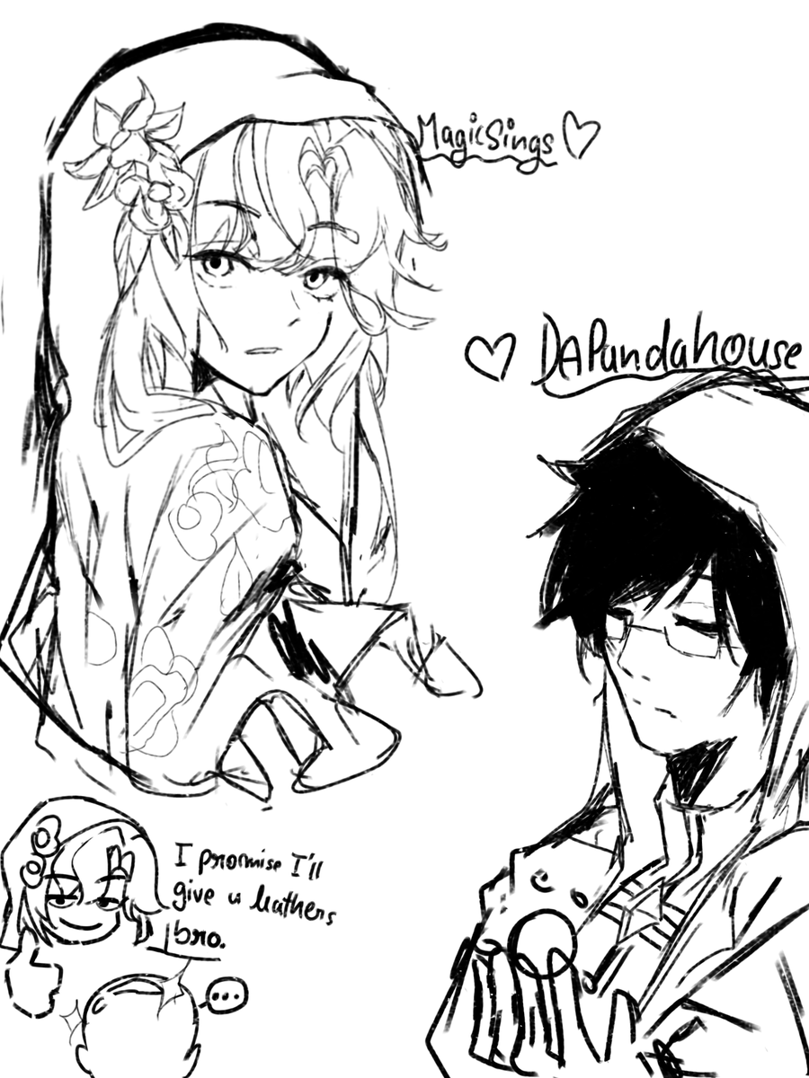 LoarryLooco's tweet image. Came back to twt so I can show yall my sketches. Anyways, @2kae217  my goat ❤ 

#saparatafanart #magicsings #DaPandaHouse