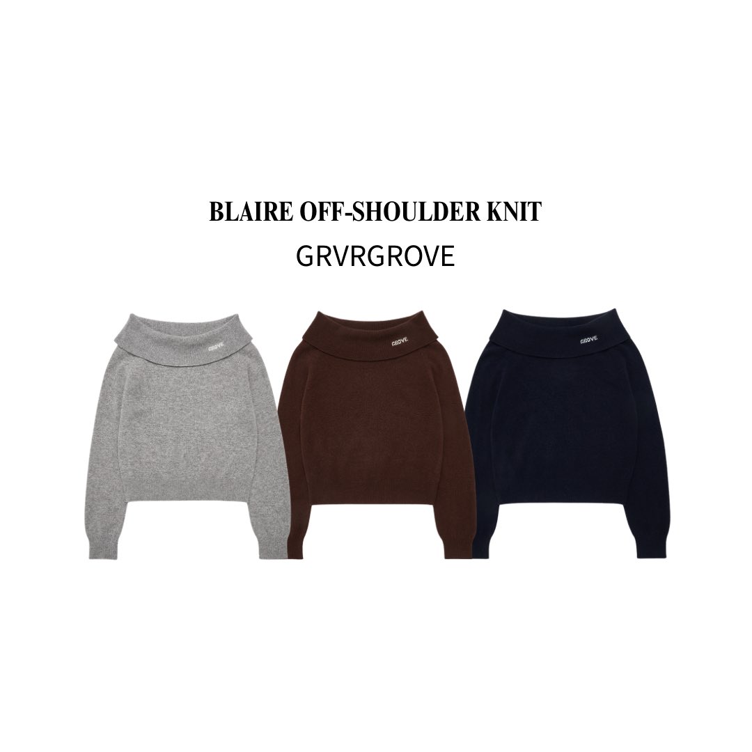GRVR GROVE BLAIRE OFF-SHOULDER KNIT 韓国 大人かわいいがぎゅっと