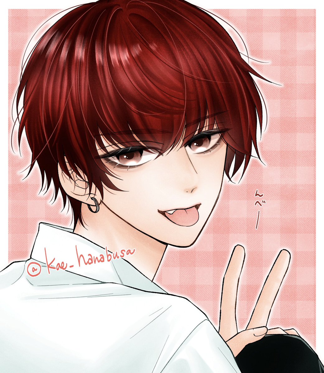 ちょっといじわるそうな赤髪ニキ✌️

 #創作男子  #illustration  #oc