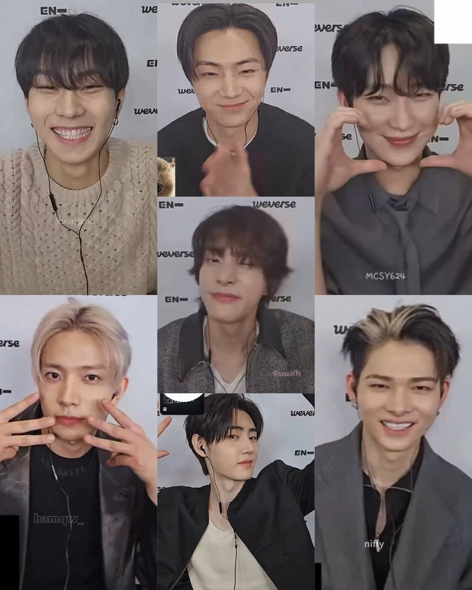 EN7ernally's tweet image. enhypen for today’s weverse online fansign 🫶🏻