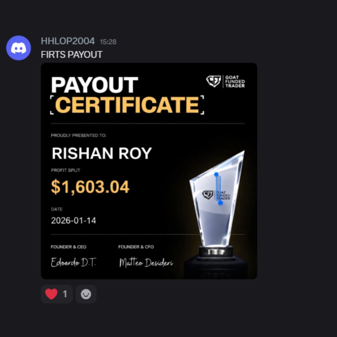 🎉 CONGRATULATIONS TO OUR GFT TRADERS 🎉

Another round of well-earned rewards shared inside our Discord.. 

and once again, the results speak for themselves.

🏆 Aditya Dalvi for her $3,847.73 (3rd payout)
🏆 Rohit Singh for his $1,554.52 (2nd payout)
🏆 Rishan Roy for his